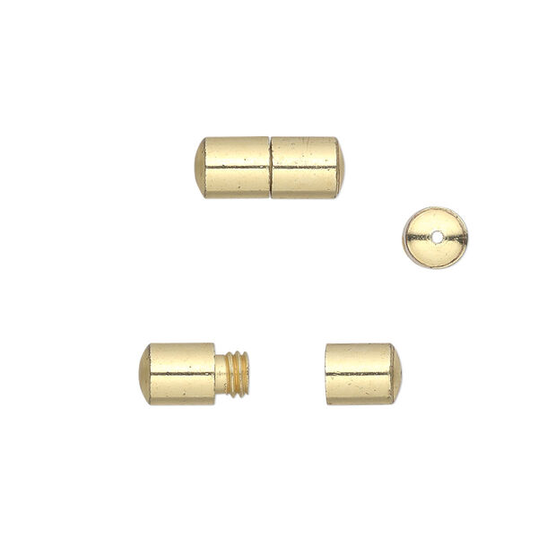 Clasp, barrel, gold-finished brass, 12x5mm smooth round tube. Sold per pkg of 20. image number 0
