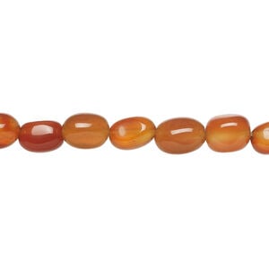 Red agate 1pkg1, pebble bead, 15 inches small to medium