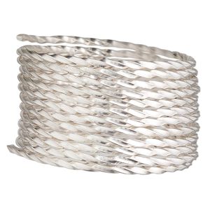 Wire, sterling silver, half-hard, twisted round, 13.5 gauge. Sold per pkg of 5 feet.