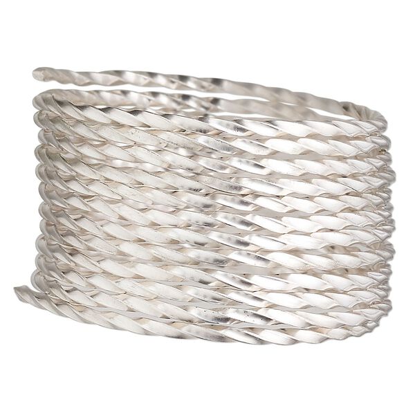 Wire, sterling silver, half-hard, twisted round, 13.5 gauge. Sold per pkg of 5 feet. image number 0