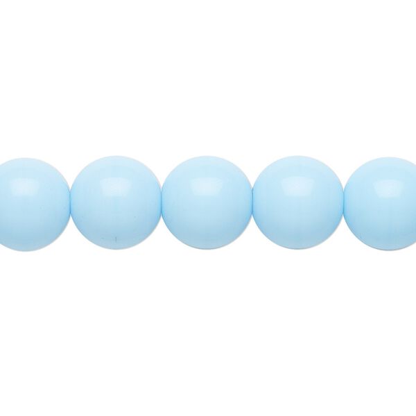 Bead, Preciosa Czech glass druk, pkg/15-1/2 to 16 inches, opaque light turquoise blue, 10mm round. image number 0