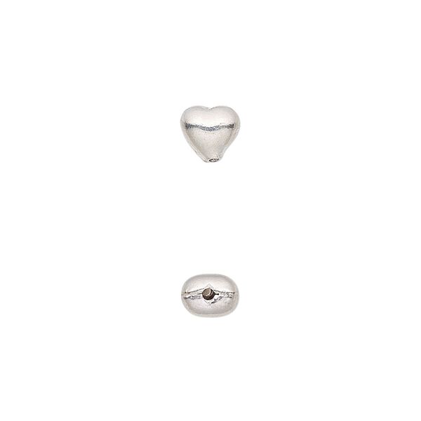 Bead, sterling silver, 6mm puffed heart. Sold per pkg of 2. image number 0