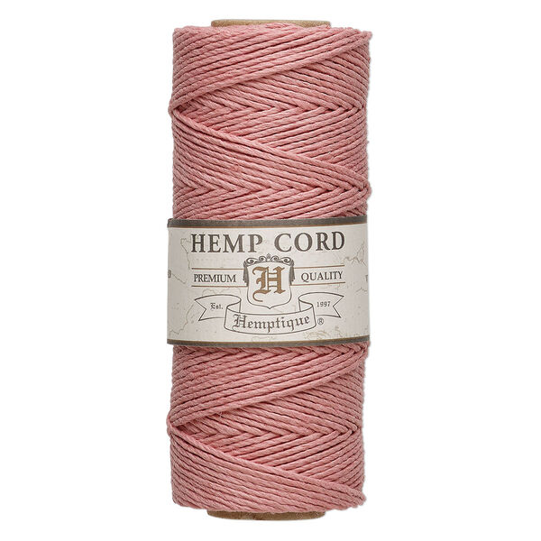 Cord, Hemptique®, polished hemp, dusty pink, 1mm, 20-pound test. Sold per 205-foot spool. image number 0