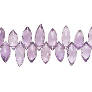 Amethyst 1pkg1, hand-cut top-drilled micro-faceted puffed marquise bead natural 8 inch 8x4mm-13x6mm