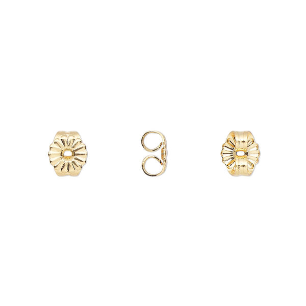 Earnut, gold-plated brass, 6x5.5mm daisy. Sold per pkg of 10 pairs. image number 0