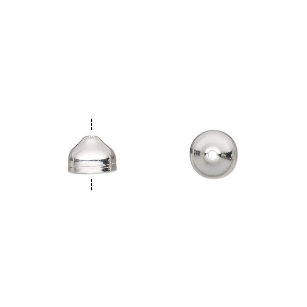Cord end, silver-plated brass, 7x5mm with 6mm inside diameter. Sold per pkg of 100. image number 0