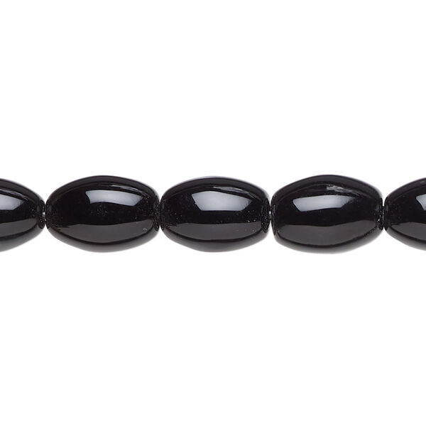 Bead, black onyx (dyed), 12x8mm oval, B grade, Mohs hardness 6-1/2 to 7. Sold per 15-1/2" to 16" strand. image number 0