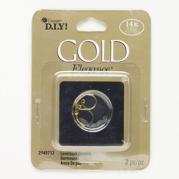 Ear wire copper steel 1pk 13mm leverback open loop, gold plate lacquer 1 pair image number 0
