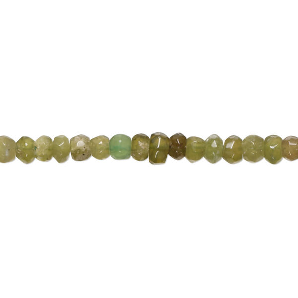 Bead, vesuvianite (natural), 4x2mm-5x4mm hand-cut faceted rondelle with 0.4-1.4mm hole, C+ grade, Mohs hardness 6-1/2. Sold per 10-inch strand, approximately 90 beads. image number 0
