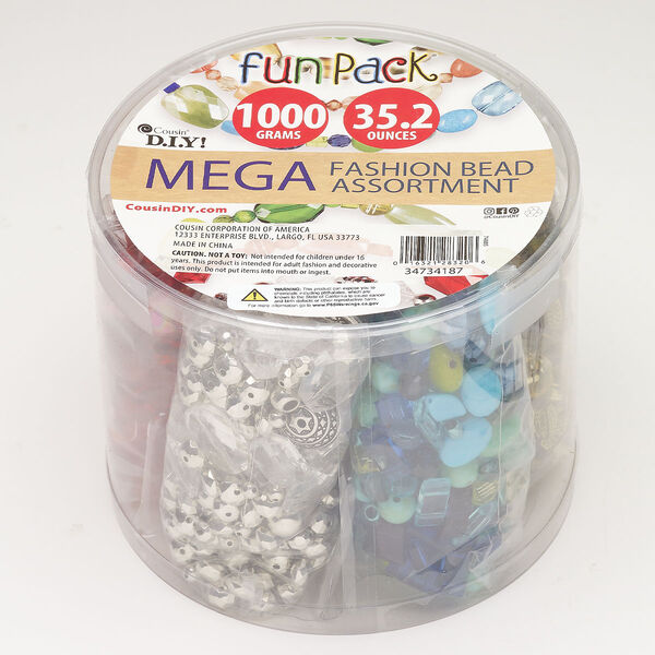 Bead mix acrylic 1pk 6mm-30x24mm single-drilled double-drilled mixed shapes, mixed colors 35 ounce image number 0