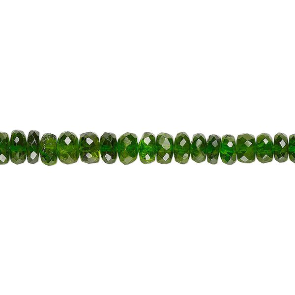 Bead, tsavorite garnet (natural), 3x1mm-5x3mm graduated hand-cut faceted rondelle, B grade, Mohs hardness 7 to 7-1/2. Sold per 8-inch strand. image number 0