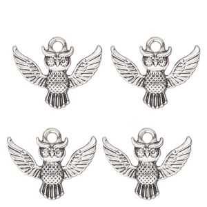 Charm, antique silver-finished "pewter" (zinc-based alloy) , 19x12mm single-sided owl. Sold per pkg of 4.