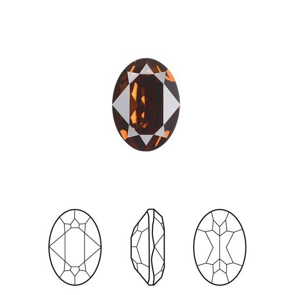 Fancy stone 1pkg144 smoked topaz foil back, Swarovski® ReCreated™, 14x10mm faceted oval 4120 image number 0