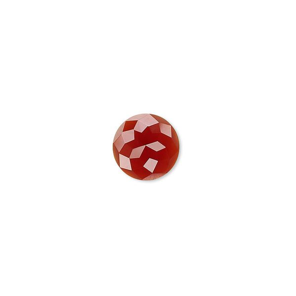 Cabochon, carnelian (dyed / heated), 10mm calibrated cube-cut round, B grade, Mohs hardness 6-1/2 to 7. Sold individually. image number 0
