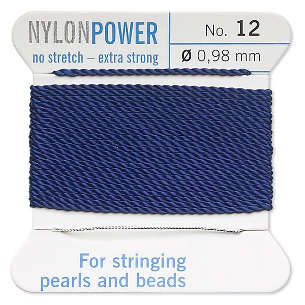 Thread, Griffin, nylon, dark blue, size #12. Sold per 2-meter card (approximately 78 inches). image number 0
