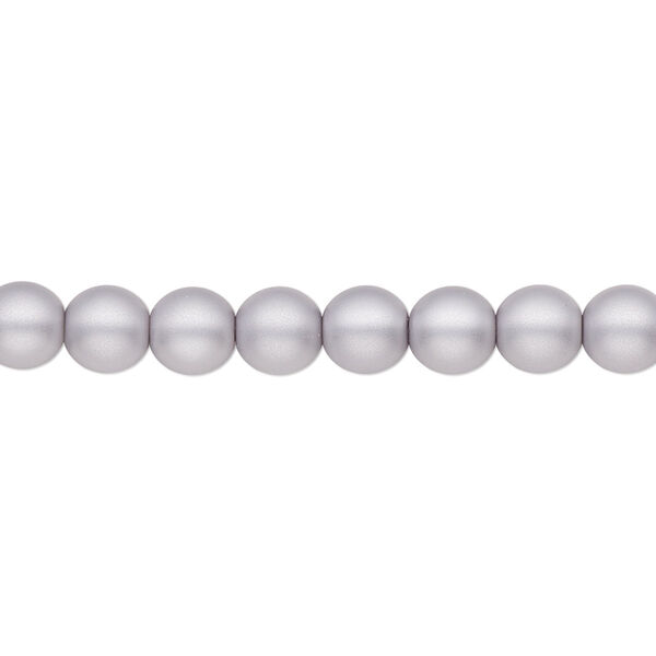 Bead, Czech pearl-coated glass druk, opaque matte light grey, 6mm round. Sold per 15-1/2" to 16" strand. image number 0