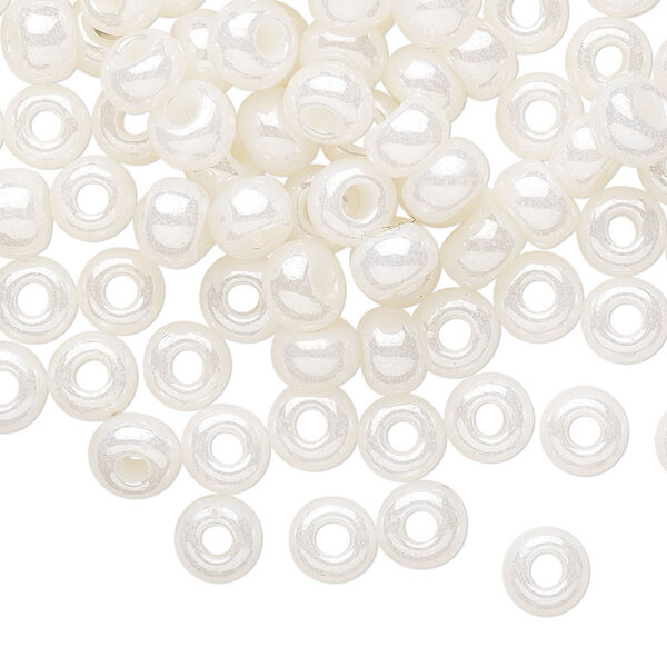 Seed bead, Preciosa Ornela Czech glass, pkg/500g, #2 rocaille, opaque pearl luster white, (47102). image number 0