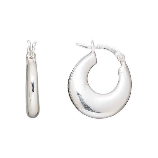 Earring, Create Compliments®, fine silver, electroformed, 20mm round hoop with latch-back closure. Sold per pair. image number 0
