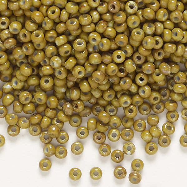 Seed bead, Preciosa Ornela, glass, opaque light blue travertine, #8 rocaille. Sold per 50-gram pkg. image number 0