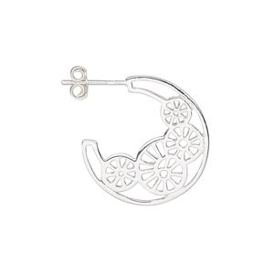 Earstud, Create Compliments®, sterling silver, 20.5mm 3/4 hoop with shell design. Sold per pair.