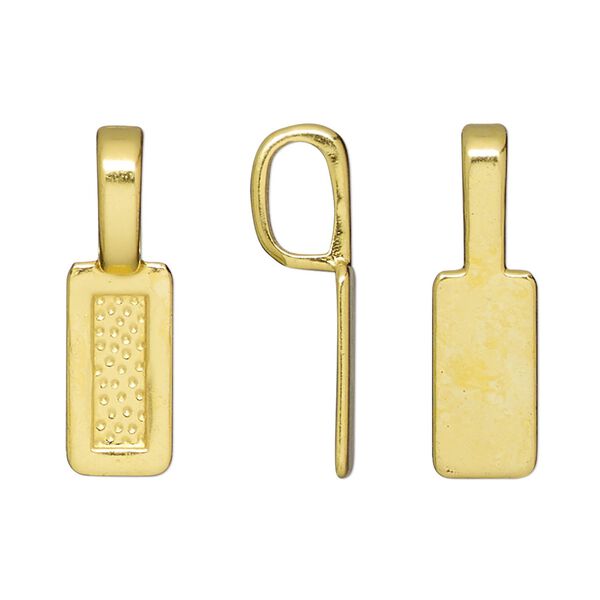 Bail, glue-on, gold-finished "pewter" (zinc-based alloy), 25.5x7.5mm rectangle with 15.5x7.5mm pad. Sold per pkg of 20. image number 0