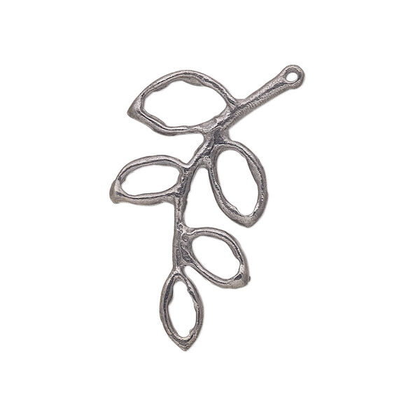 Focal, patinaed copper-plated brass, 32x23mm open 5-leaf branch. Sold per pkg of 4. image number 0