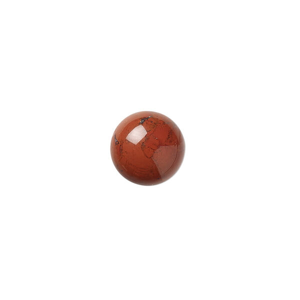 Cabochon, red jasper (natural), 12mm calibrated round, B grade, Mohs hardness 6-1/2 to 7. Sold per pkg of 6. image number 0