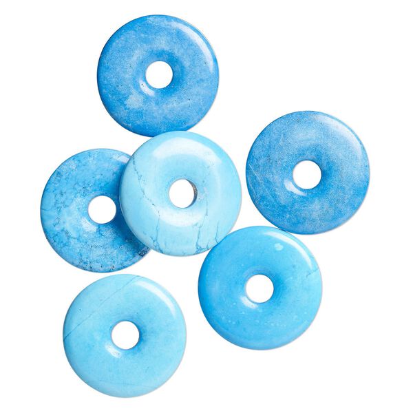 Focal, "turquoise" (resin) (imitation), blue, 35-36mm donut. Sold per pkg of 6. image number 0