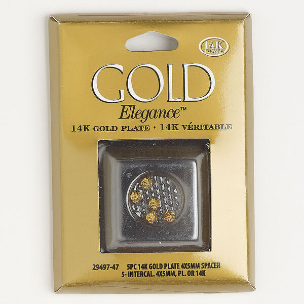 Bead, gold-plated copper 1pkg5, 5x3mm textured bumpy rondelle. image number 0