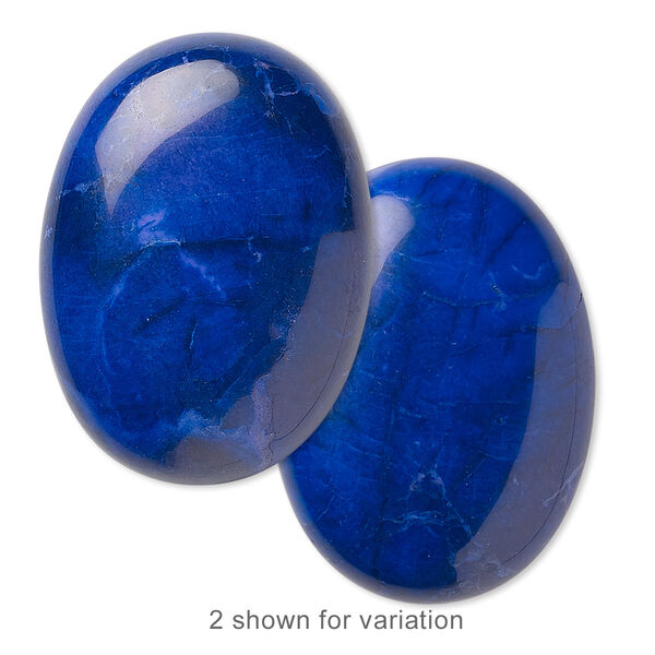 Cabochon, howlite (dyed), lapis blue, 30x22mm calibrated oval, B grade, Mohs hardness 3 to 3-1/2. Sold individually. image number 0