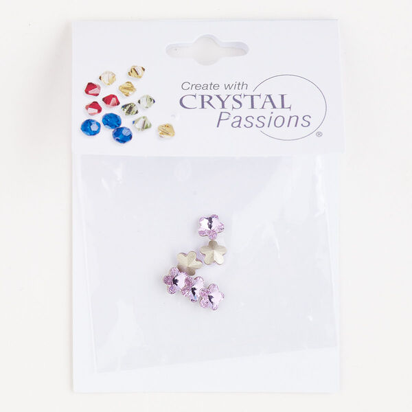 Fancy stone 6pk violet foil back, Crystal Passions® 6mm flower 4744 image number 0