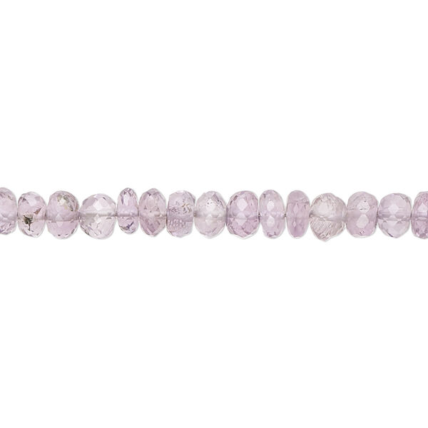 Bead, lavender amethyst (natural), 4x2mm-5x4mm hand-cut micro-faceted rondelle with 0.4-1.4mm hole, B grade, Mohs hardness 7. Sold per 9-inch strand, approximately 75 beads. image number 0
