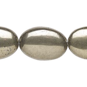 Pyrite 1pkg1, flat oval bead 15.5-16 inch 25x18mm