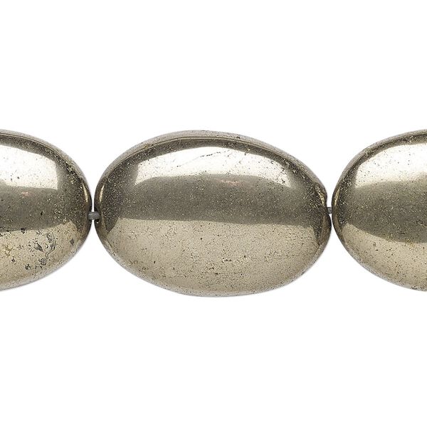 Pyrite 1pkg1, flat oval bead 15.5-16 inch 25x18mm image number 0