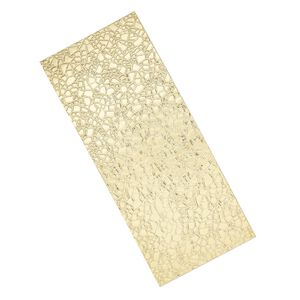 Sheet, brass, 6x2-1/2 inch single-sided rectangle with embossed shattered glass pattern, 22 gauge. Sold individually.