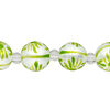Bead, glass 1pkg8, opaque white and green, 12mm hand-painted round. image number 0