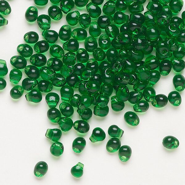 Seed bead, Miyuki, glass, pkg/10g, 4x3.4mm fringe, transparent green (DP-146). image number 0