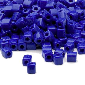 Seed bead, Miyuki, glass, pkg/250g, 3.5-3.7mm square, opaque cobalt blue (SB-414).