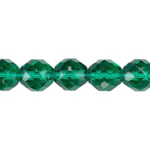 Bead, Czech fire-polished glass, teal, 10mm faceted round. Sold per 15-1/2" to 16" strand, approximately 40 beads.