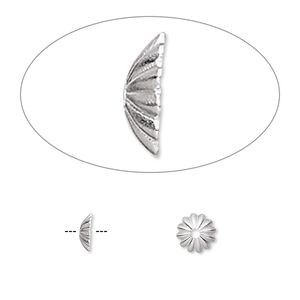 Bead cap, silver-plated brass, 6x1.5mm ribbed round, fits 6-8mm bead. Sold per pkg of 1,000.