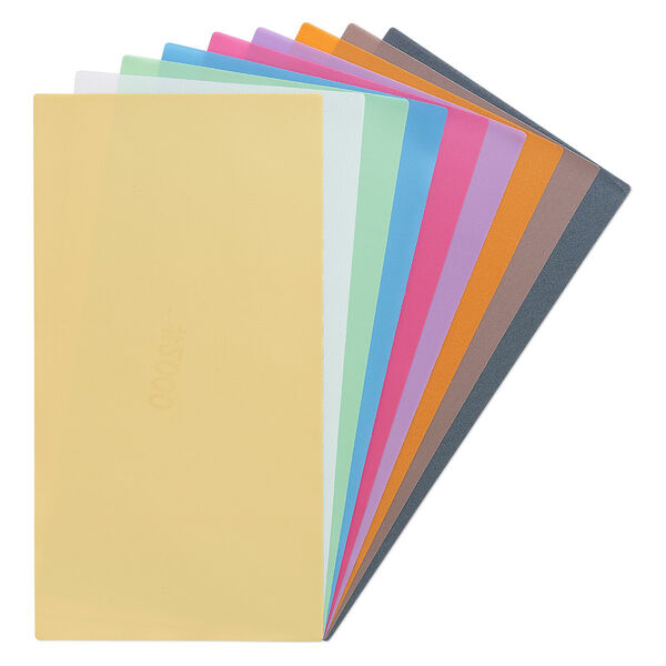 Polishing cloth and sandpaper, G-TAC, assorted colors, 360-4000 grit, 7-1/2 x 4-inch rectangle. Sold per pkg of 18. image number 0