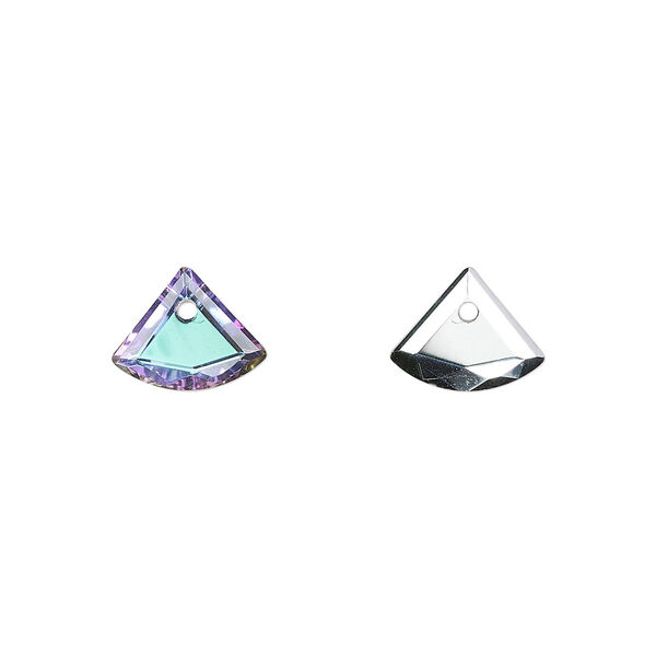 Drop, glass, opaque clear vitrail light, 10x9mm fan. Sold per pkg of 20. image number 0