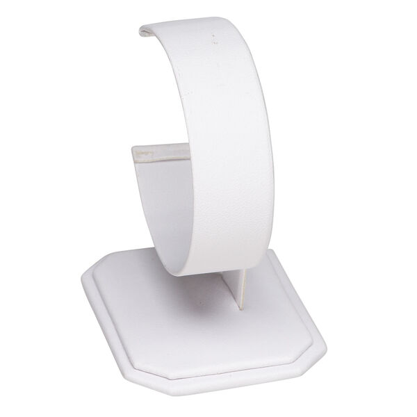 Display, watch / bracelet, leatherette, white, 2 x 2-5/8 x 2-7/8 inches. Sold individually. image number 0