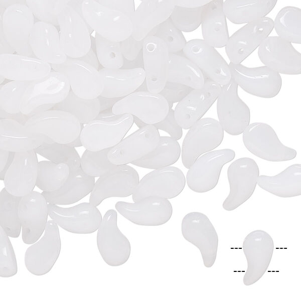 Bead, Zoliduo®, Czech pressed glass, translucent white, 8x5mm double-drilled left-facing comma. Sold per pkg of 30. image number 0