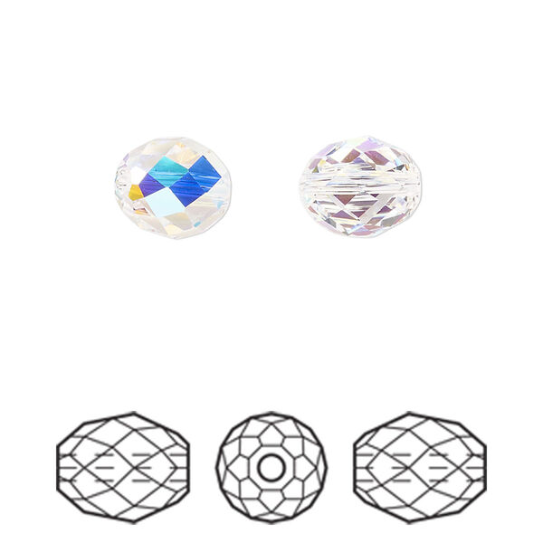 Bead 2pk crystal AB, Crystal Passions® 9.5x8mm olive briolette 5044 image number 0