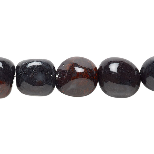 Bead, Indian bloodstone (natural), medium tumbled nugget, Mohs hardness 6-1/2 to 7. Sold per 15-1/2" to 16" strand. image number 0