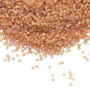 Seed bead, Delica®, glass, pkg/250g, #15 round, translucent matte rainbow topaz (DBS-0866).