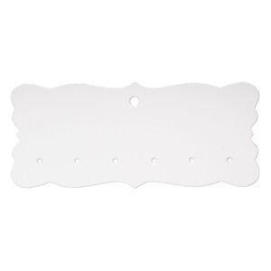 Wine charm holder, paper, white, 4x2-inch single-sided fancy rectangle card. Sold per pkg of 50.