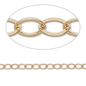 Chain 1pkg1 14Kt gold-filled cable, 4mm flat, 5 foot unfinished