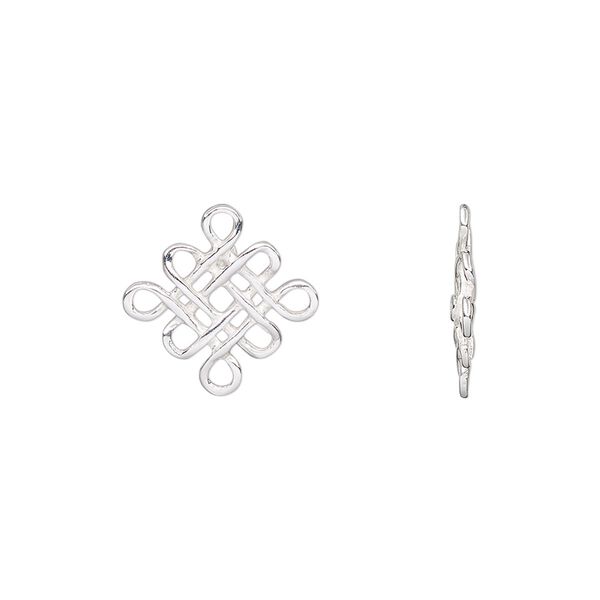 Drop, sterling silver, 14mm single-sided knot. Sold individually. image number 0
